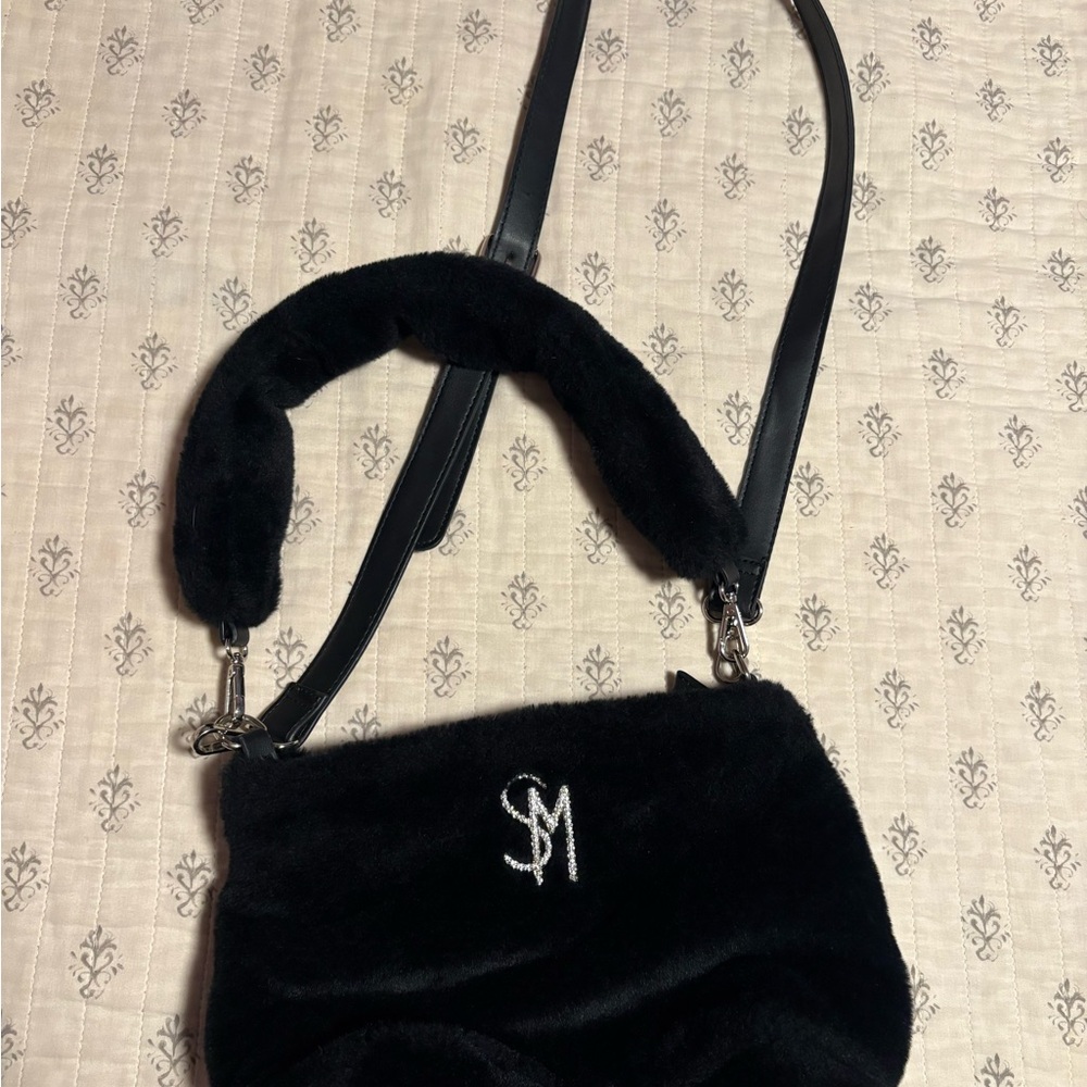 Steve Madden Black Faux Fur Shoulder Bag
